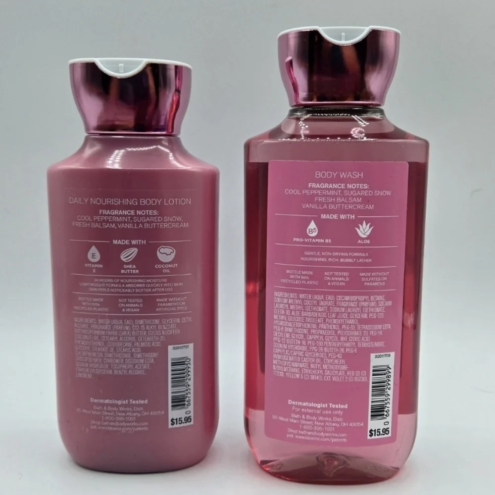 Bath & Body Works Twisted Peppermint Body Wash and Lotion Bundle Set